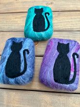 Load image into Gallery viewer, Black Cat Felted Soap - Blue