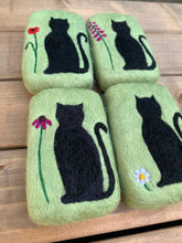 Load image into Gallery viewer, Black Cat & Flower Felted Soap