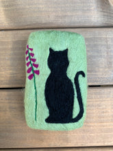 Load image into Gallery viewer, Black Cat & Flower Felted Soap