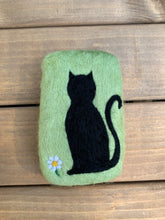 Load image into Gallery viewer, Black Cat & Flower Felted Soap