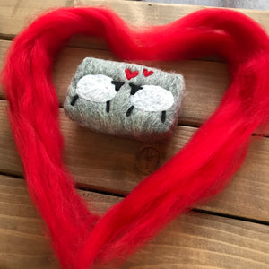 Felted double sheep with hearts