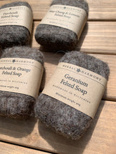 Load image into Gallery viewer, Geranium Felted Soap - Natural wool
