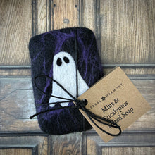 Load image into Gallery viewer, Ghost Felted Soap - Black &amp; Purple
