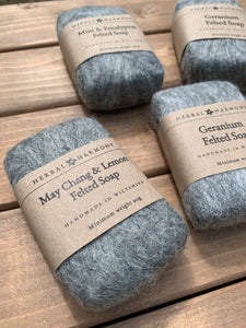 Geranium Felted Soap - Natural wool