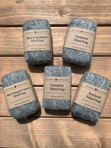 Geranium Felted Soap - Natural wool