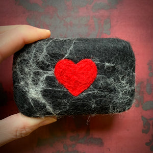 Gothic Red Heart Felted Soap