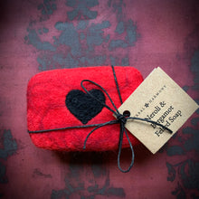 Load image into Gallery viewer, Gothic Black Heart Felted Soap
