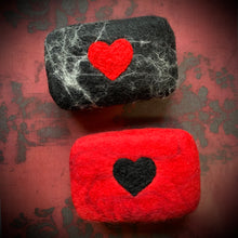 Load image into Gallery viewer, Gothic Black Heart Felted Soap
