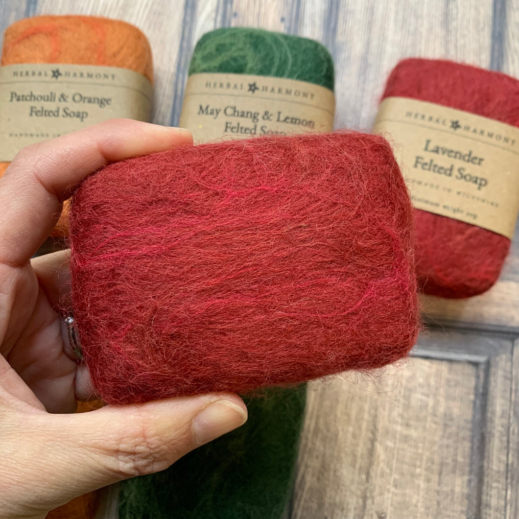 Shetland Wool Felted Soap - Red