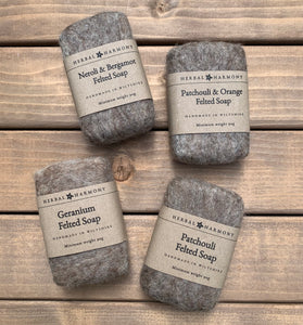 Patchouli & Orange Felted Soap - Natural Wool