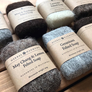 Geranium Felted Soap - Natural wool
