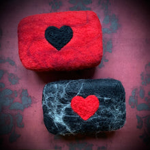 Load image into Gallery viewer, Gothic Black Heart Felted Soap
