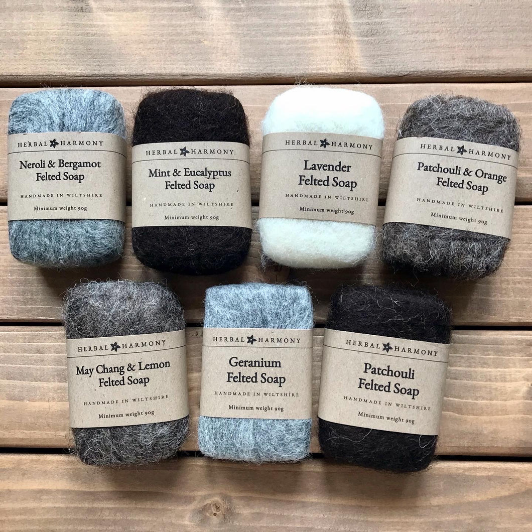 Mint & Eucalyptus Felted Soap - Natural Wool