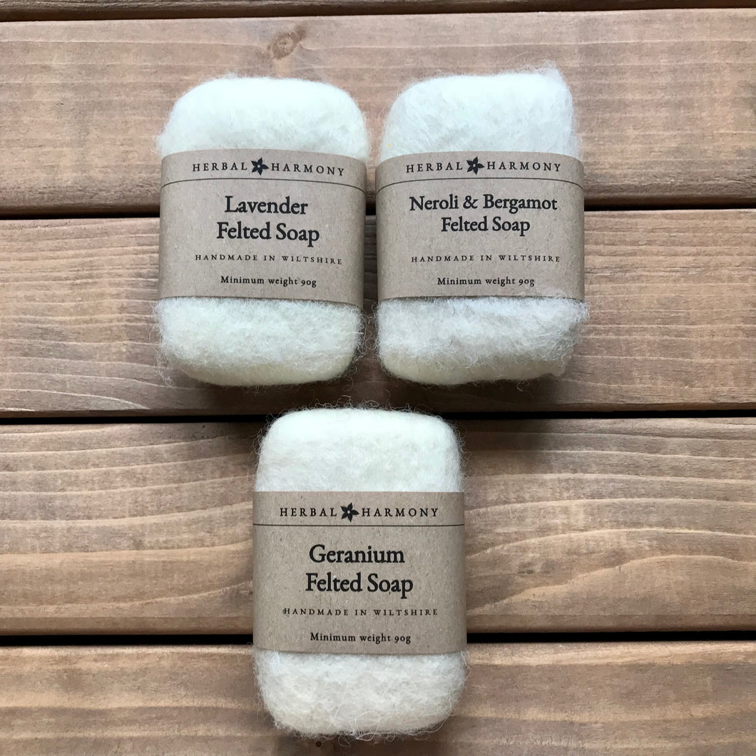 Plain Colour Felted Soap - Natural Wool