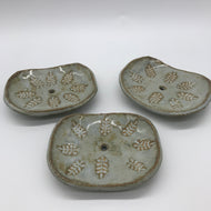 Ceramic Soap Dish - Rustic Green Leaf imprint