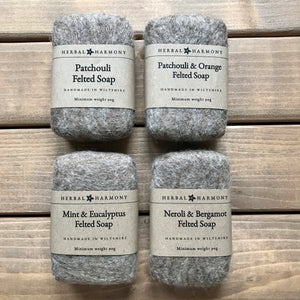 Plain Colour Felted Soap - Natural Wool