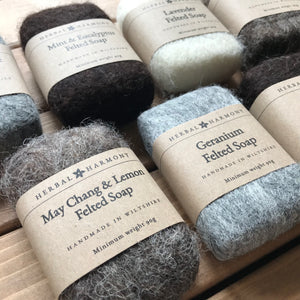 Plain Colour Felted Soap - Natural Wool